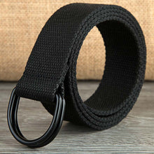 Load image into Gallery viewer, 110-160cm Long Punk Canvas Belt Men Women Jeans Decorative Double D Ring Metal Buckle Belt Fashion Street Style Wild Waistband