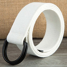 Load image into Gallery viewer, 110-160cm Long Punk Canvas Belt Men Women Jeans Decorative Double D Ring Metal Buckle Belt Fashion Street Style Wild Waistband
