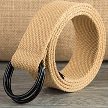 Load image into Gallery viewer, 110-160cm Long Punk Canvas Belt Men Women Jeans Decorative Double D Ring Metal Buckle Belt Fashion Street Style Wild Waistband