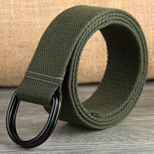 Load image into Gallery viewer, 110-160cm Long Punk Canvas Belt Men Women Jeans Decorative Double D Ring Metal Buckle Belt Fashion Street Style Wild Waistband