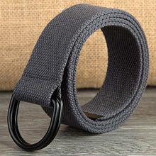 Load image into Gallery viewer, 110-160cm Long Punk Canvas Belt Men Women Jeans Decorative Double D Ring Metal Buckle Belt Fashion Street Style Wild Waistband