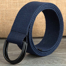 Load image into Gallery viewer, 110-160cm Long Punk Canvas Belt Men Women Jeans Decorative Double D Ring Metal Buckle Belt Fashion Street Style Wild Waistband
