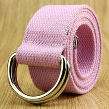 Load image into Gallery viewer, 110-160cm Long Punk Canvas Belt Men Women Jeans Decorative Double D Ring Metal Buckle Belt Fashion Street Style Wild Waistband