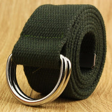 Load image into Gallery viewer, 110-160cm Long Punk Canvas Belt Men Women Jeans Decorative Double D Ring Metal Buckle Belt Fashion Street Style Wild Waistband