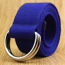 Load image into Gallery viewer, 110-160cm Long Punk Canvas Belt Men Women Jeans Decorative Double D Ring Metal Buckle Belt Fashion Street Style Wild Waistband