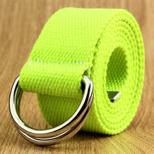 Load image into Gallery viewer, 110-160cm Long Punk Canvas Belt Men Women Jeans Decorative Double D Ring Metal Buckle Belt Fashion Street Style Wild Waistband