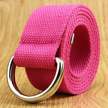 Load image into Gallery viewer, 110-160cm Long Punk Canvas Belt Men Women Jeans Decorative Double D Ring Metal Buckle Belt Fashion Street Style Wild Waistband