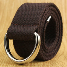Load image into Gallery viewer, 110-160cm Long Punk Canvas Belt Men Women Jeans Decorative Double D Ring Metal Buckle Belt Fashion Street Style Wild Waistband