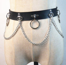 Load image into Gallery viewer, woman new Wide 3.8cm trend Personality wild Punk Gothic Faux Leather Belt Metal Chain Ring Waist Strap Street Dance Decor belt
