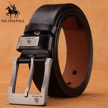 Load image into Gallery viewer, NO.ONEPAUL buckle men belt High Quality cow genuine leather luxury strap male belts for men new fashion classice vintage pin
