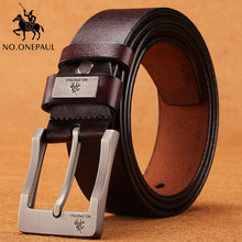 Load image into Gallery viewer, NO.ONEPAUL buckle men belt High Quality cow genuine leather luxury strap male belts for men new fashion classice vintage pin
