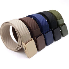 Load image into Gallery viewer, Men Female Belts Military Nylon Adjustable Belt Men Outdoor Travel Tactical Waist Belt with Plastic Buckle for Pants 130cm
