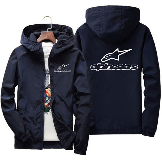 Alpinestars Spring Summer High Mountain Star Jacket Men's Street Windbreaker Hoodie Zipper Thin Jacket Men's Casual Jacket 7XL