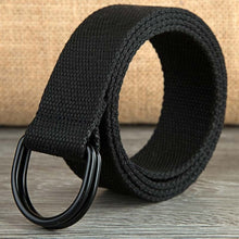 Load image into Gallery viewer, 110-160cm Long Punk Canvas Belt Men Women Jeans Decorative Double D Ring Metal Buckle Belt Fashion Street Style Wild Waistband
