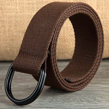 Load image into Gallery viewer, 110-160cm Long Punk Canvas Belt Men Women Jeans Decorative Double D Ring Metal Buckle Belt Fashion Street Style Wild Waistband
