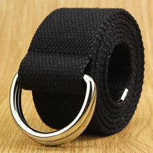 Load image into Gallery viewer, 110-160cm Long Punk Canvas Belt Men Women Jeans Decorative Double D Ring Metal Buckle Belt Fashion Street Style Wild Waistband
