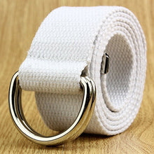 Load image into Gallery viewer, 110-160cm Long Punk Canvas Belt Men Women Jeans Decorative Double D Ring Metal Buckle Belt Fashion Street Style Wild Waistband

