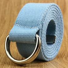 Load image into Gallery viewer, 110-160cm Long Punk Canvas Belt Men Women Jeans Decorative Double D Ring Metal Buckle Belt Fashion Street Style Wild Waistband
